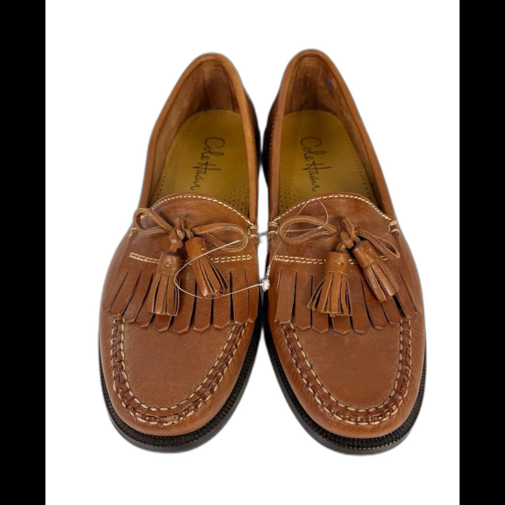 Cole Haan Men's Brown Leather Tassel Fringe Loafers Comfort Slip-On Side 8.5